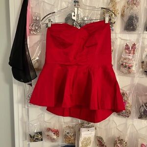 New York & Company Vibrant Red Peplum Top